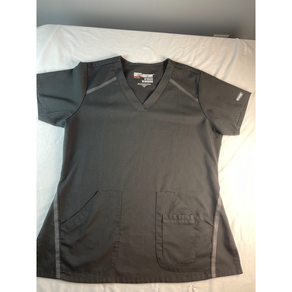 Greys Anatomy by Barco Impact Scrub Top Black V-Neck Medical Uniform Medium
